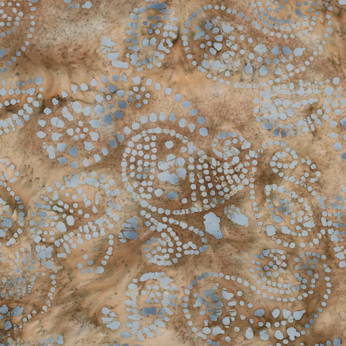 Popeline Baumwollwebware Paisley-Punkte in Beige-Graublau, Nahaufnahme der Oberfläche